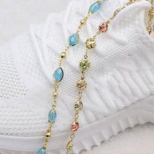 Load image into Gallery viewer, 18k Gold Filled High Polish Finish Gold Multi Color Crystal Anklet