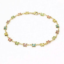 Load image into Gallery viewer, 18k Gold Filled High Polish Finish Multi Color Crystal Butterfly Ankle Bracelet