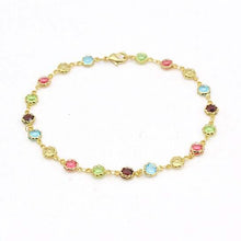 Load image into Gallery viewer, 18k Gold Filled High Polish Finish Multi Color Flower Crystal Ankle Bracelet