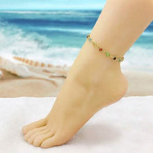 Load image into Gallery viewer, 18k Gold Filled High Polish Finish Multi Color Flower Crystal Ankle Bracelet