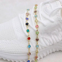 Load image into Gallery viewer, 18k Gold Filled High Polish Finish Multi Color Flower Crystal Ankle Bracelet