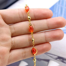 Load image into Gallery viewer, 18K Gold Filled High Polish Finish Oval Crystal Ankle Bracelet