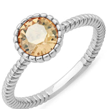 Load image into Gallery viewer, 18k Gold Plated Brass Solitaire Rope Engagement Ring with Swarovski Crystals