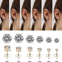 将图片加载到图库查看器,18K Gold Ear Bone Buckle Stainless Steel 6-Prong Zirconia Stud Earrings