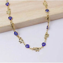 将图片加载到图库查看器,18k Gold Plated Elephant Blue Evil Eye Anklet