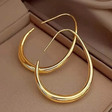 Load image into Gallery viewer, 18K Gold Plated Glossy Minimalist Water Drop Design Hoop Earrings Copper