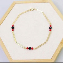 Load image into Gallery viewer, 18k Gold Plated Mariner Azabachi Ankle Bracelet