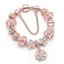 Load image into Gallery viewer, 18K Rose Gold Plated Crystal Charm Bracelet Made With Swarovski Elements