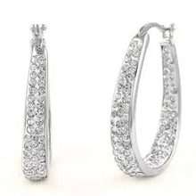 将图片加载到图库查看器,18K White Gold Inside Out Crystal Hoops Made With Crystals From Swarovski