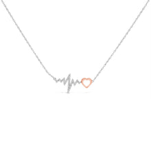 Load image into Gallery viewer, 14K Rose Gold Plated Silver Diamond Accent Zig Zag Heart Necklace