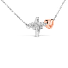 Load image into Gallery viewer, 14K Rose Gold Plated Silver Diamond Accent Zig Zag Heart Necklace