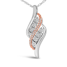 Load image into Gallery viewer, 14k Rose Gold Plated Sterling Silver 1/10 Cttw Diamond Swirl Pendant Necklace