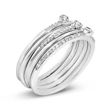将图片加载到图库查看器,Sterling Silver 3/8 Cttw Diamond Bezel and Pave Set Stackable Ring Set