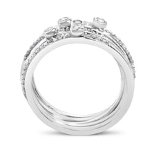 将图片加载到图库查看器,Sterling Silver 3/8 Cttw Diamond Bezel and Pave Set Stackable Ring Set