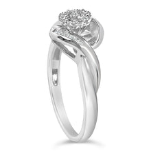 Load image into Gallery viewer, Sterling Silver 1/10 Cttw Diamond Bypass Cluster Ring