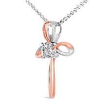 Load image into Gallery viewer, 10K Rose Gold Plated Sterling Silver Diamond Accent Cross Pendant Necklace