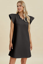 Load image into Gallery viewer, Double Take Full Size Ruffled V-Neck Cap Sleeve Dress – Ruffled V-Neck Dress, Cap Sleeve Dress, Elegant Ruffled Dress, Flattering V-Neck Dress, Stylish Full-Size Dress, Comfortable Ruffle Dress, Chic Cap Sleeve Dress