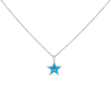 Load image into Gallery viewer, Sterling Silver Blue Enamel and Diamond Accent Star Pendant Necklace