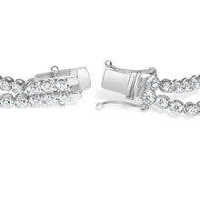 将图片加载到图库查看器,18K White Gold 5 3/5 Cttw Natural Diamond Double Row Link Tennis Bracelet (G-H Color, VS1-VS2 Clarity) - 7" Inches