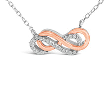 Load image into Gallery viewer, 14K Rose Gold Plated Sterling Silver Diamond Accent Double Infinity Pendant Necklace