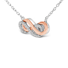 Load image into Gallery viewer, 14K Rose Gold Plated Sterling Silver Diamond Accent Double Infinity Pendant Necklace