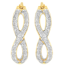Load image into Gallery viewer, 10K Yellow and White Gold 1/4 cttw Diamond Double Infinity Hoop Earrings (I-J Clarity, I1-I2 Color)