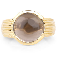 Load image into Gallery viewer, 14K Yellow Gold Plated 4.89 Carat Genuine Smoky Quartz .925 Sterling Silver Ring
