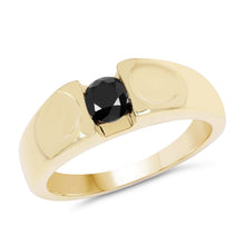 Load image into Gallery viewer, 14K Yellow Gold Plated 0.25 Carat Genuine Black Diamond .925 Sterling Silver Ring