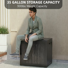 Load image into Gallery viewer, 35 Gallon Outdoor Resin Storage Box β Black/Wood Grain