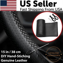Load image into Gallery viewer, Genuine Leather Car Steering Wheel Cover Soft Anti slip Steering-Wheel Braid Cowhide Braid With Needles Thread Leather Steering Wheel Cover Heavy Duty Pure Cowhide Steering Wheel Cover, Genuine Leather Steering Wheel Cover (Copy)