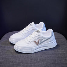 将图片加载到图库查看器,Spring Fashion Breathble Women Sneakers Leather Platform Shoes Women Lace Up Casual Shoes White Fashion Sneakers White PU Leather Platform Sneaker For Women Lace Up Walking Sneakers