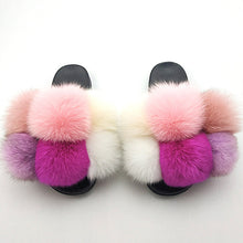 Load image into Gallery viewer, New SeasonSummer Women Slippers Faux Fur Slides For Women Fluffy Slippers House Shoes Woman Slippers Open Toe Fuzzy Fur Slippers Girls Fluffy House Slides Outdoor Indoor Slippers