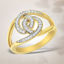 Load image into Gallery viewer, 14K Yellow Gold Plated .925 Sterling Silver 1/4 Cttw Diamond Interlocking Loop Open Shank Bypass Ring (I-J Color, I1-I2 Clarity) - Size 7