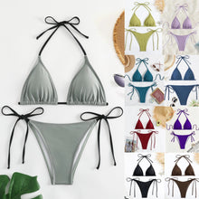 将图片加载到图库查看器,Swimwear Women Bandage Women Triangle Bathing Suits 2 Pieces Bikini Bowknot Swimsuit Bikini Set Swimwear Bikini Sets Bikinis Bathing Suit Push Up Swimsuit Summer Beachwear