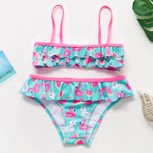 将图片加载到图库查看器,3-16Y Cartoon Two-piece Girls Swimwear Ruffle Swimsuit Bikini Set One Shoulder Beachwear Princess Two Piece Bathing Suit Children Swimwear Girls Swimsuit Bikini Set
