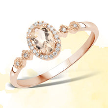 Load image into Gallery viewer, 0.48 Carat Genuine Morganite and White Diamond 10K Rose Gold Ring