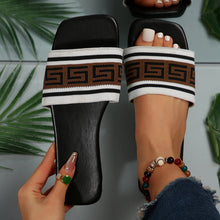 将图片加载到图库查看器,Summer Design Women Slippers Fashion Flat Heels Sildes Shoes Women's Flat Sandals Strap Slide Sandals Open Toe Comfortable Soft Luxury Slide Sandals Simple Cotton Fabric Straps Open Toe Flat Sandal For Womens