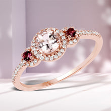 Load image into Gallery viewer, 0.63 Carat Genuine Morganite, Pink Tourmaline and White Diamond 14K Rose Gold Ring