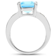 Load image into Gallery viewer, 5.75 Carat Genuine Swiss Blue Topaz and White Topaz .925 Sterling Silver Ring