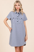 Load image into Gallery viewer, Button Detail Collared Neck Short Sleeve Shirt Dress For Women – Classic, Elegant, Chic, Trendy, Versatile Shirt Dress