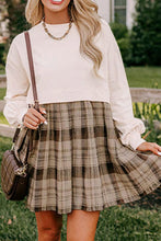 Load image into Gallery viewer, Vintage Plaid Round Neck Long Sleeve Mini Dress Cozy & Stylish Dress Retro Design Dress For Party