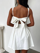 Load image into Gallery viewer, Dark Blue Bow Back Square Neck Mini Dress Luxury Feminine & Flattering Dress For Girls