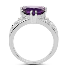 Load image into Gallery viewer, 2.71 Carat Genuine Amethyst and White Topaz .925 Sterling Silver Ring