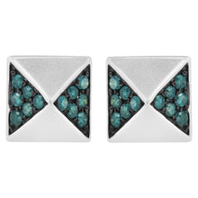 Load image into Gallery viewer, 14K White Gold 1/4 Cttw Treated Blue Diamond Pyramid Stud Earring (Blue Color, SI1-SI2 Clarity)