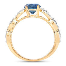 Load image into Gallery viewer, 1.27 Carat Genuine Blue Sapphire and White Diamond 14K Yellow Gold Ring