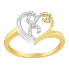 将图片加载到图库查看器,10K Two-Toned Gold Diamond Heart Shape Cluster Ring (1/6 Cttw, H-I Color, I1-I2 Clarity) - Size 6