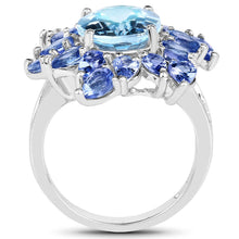 Load image into Gallery viewer, 6.52 Carat Genuine Blue Topaz & Tanzanite .925 Sterling Silver Ring