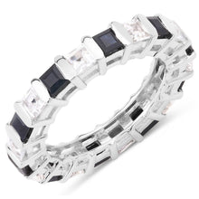 将图片加载到图库查看器,3.60 Carat Genuine Blue Sapphire and White Topaz .925 Sterling Silver Ring