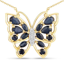 将图片加载到图库查看器,2.94 Carat Genuine Blue Sapphire and White Zircon .925 Sterling Silver Necklace