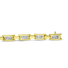 将图片加载到图库查看器,14K Yellow Gold Princess-Cut Diamond Links of Love Bracelet (2.00 cttw, H-I Color, SI2-I1 Clarity)